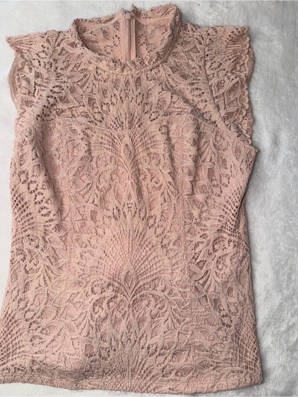 White House black market Lace Mock-Neck Sleeveless Top - Blush Pink